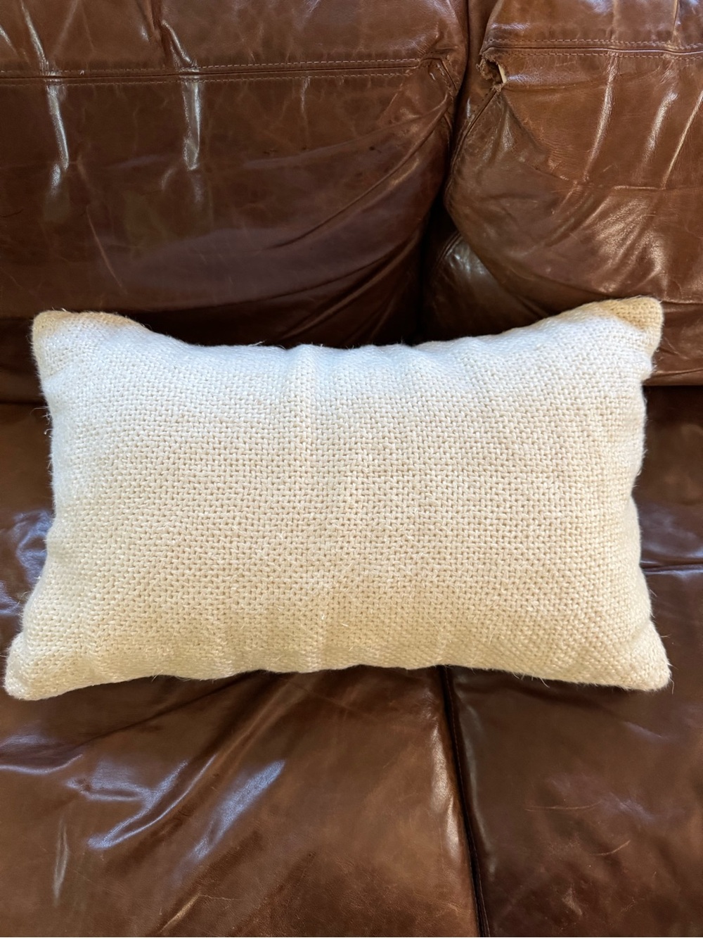 Pottery Barn Cream Knit Lumbar Pillow